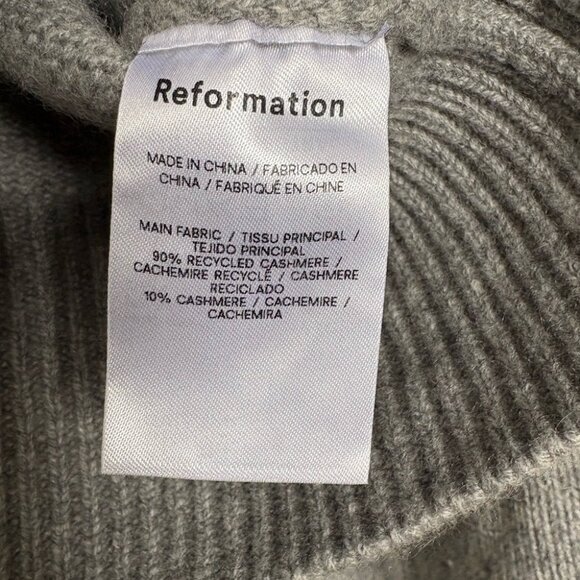 Reformation Garrett Cashmere Cropped Turtleneck Sweater Grey XS - Picture 10 of 10